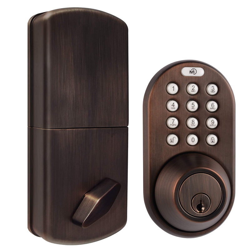 MILOCKS TF-02OB DIGITAL DEADBOLT DOOR LOCK WITH ELECTRONIC KEYPAD - BRONZE - Like New