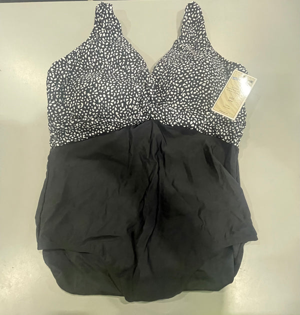 CARIBBEAN SAND WOMENS ONE PIECE SWIMSUIT - SIZE: WOMEN 24W - BLACK/WHITE - Like New