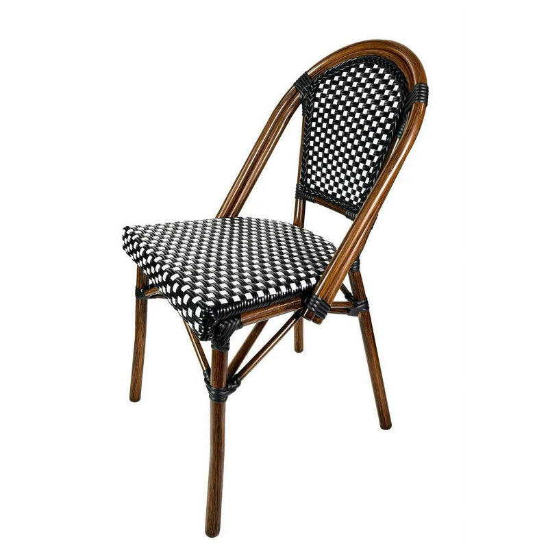CHIVARI ARMLESS FRENCH BISTRO PATIO DINING CHIVARI CHAIR 2 CHAIR - BLACK & WHITE - Like New