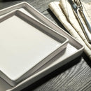 Stone Lain Grace Square Stoneware Dinnerware Set 12 Piece Servicer - White - Like New