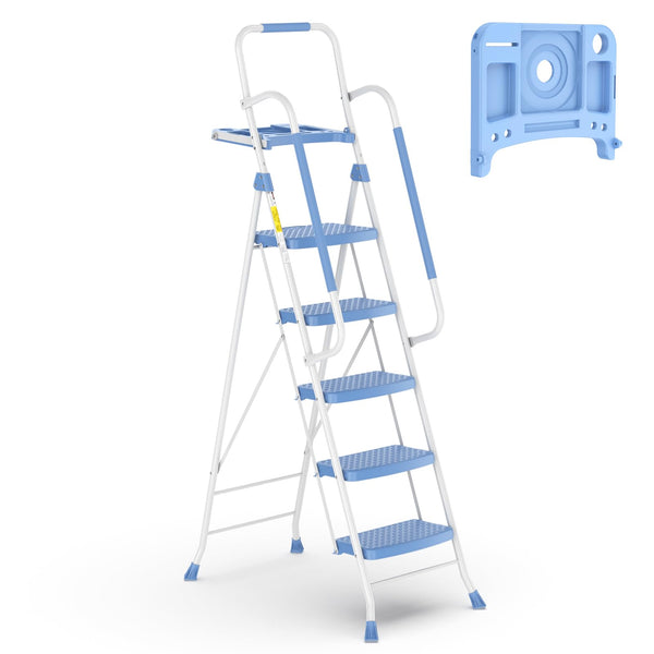 HBTower 5 Step Ladder with Handrails, Folding Step Stool with - Scratch & Dent
