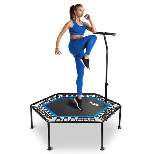 YES4ALL 48-INCH REBOUNDER TRAMPOLINE WITH ADJUSTABLE HANDLE BAR - BLACK - Like New