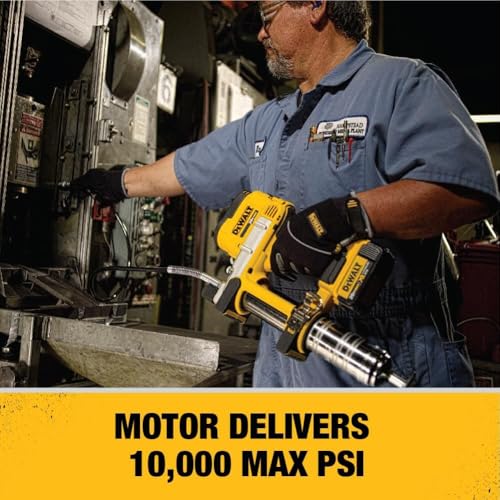DEWALT 20V MAX GREASE GUN, CORDLESS 42” LONG HOSE 10,000 PSI  DCGG571M1 - YELLOW - Like New