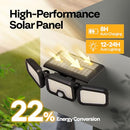 VIVOHOME SOLAR FLOOD LIGHTS 256 LED 2500LM 3 ADJUSTABLE HEADS 2 PACK - BLACK - Like New