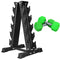 FITVIDS RUBBER ENCASED HEX DUMBBELL WITH RACK, 25LB PAIR - COLORED - Like New