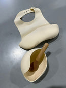 GIGGLE AND GRIN BABY FEEDING 3 PIECE SET BIB, BOWL, SPOON - CREAM - Like New