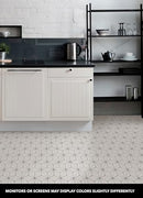 FloorPops FP2481 Kikko Peel Stick Floor Tiles, White & Off-White - Brand New