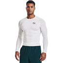 UNDER ARMOUR MEN'S HEATGEAR COMPRESSION LONG-SLEEVE T-SHIRT - WHITE(100)/BLACK - Brand New