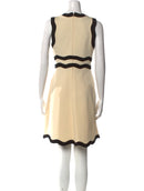 GUCCI V-NECK MINI DRESS - SIZE: WOMEN 4 - BEIGE/BLACK - Brand New