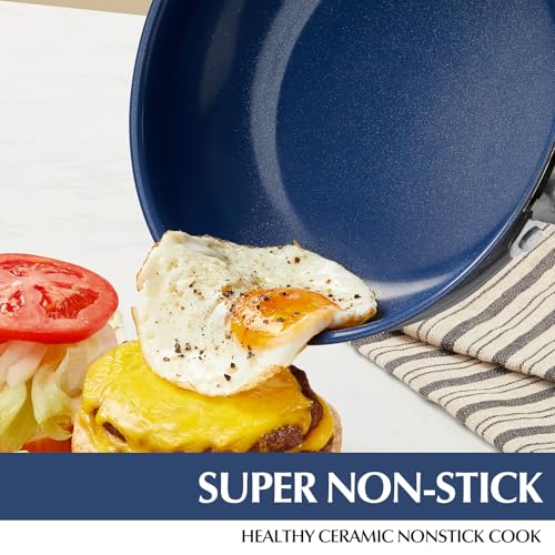 KOCH SYSTEME CS Stainless Steel Frying Pan Lid, Blue Ceramic Coating - Blue - Like New