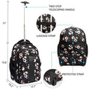 KROSER Laptop Rolling Backpack 17" Premium Wheeled Travel 13.7" x 19.8" - Black - Brand New