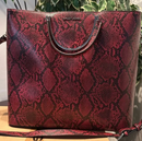 Sassy Jones New Pamela Snake Print Large Crossbody Bag - Red SASSY710028 Like New