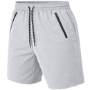 JUMP START MEN'S PERFORMANCE TRAINING SHORTS,ZIPPER POCKETS - SIZE: L - SILVER - Brand New