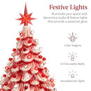 Best Choice Products 15in Ceramic Christmas Tree, 2 Star Toppers - Peppermint - Brand New