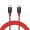 Anker USB C to USB C Cable PowerLine+ USB 2.0 Cord 6ft A8188 - Red - Like New