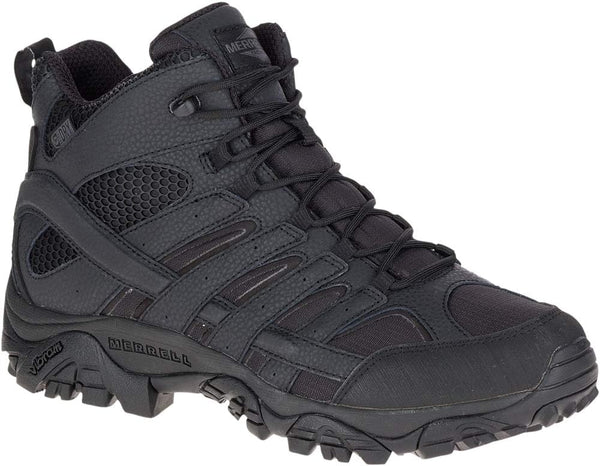 MERRELL MEN'S MOAB 2 MID WP MILITARY BOOTS WIDE WIDTH - SIZE: MEN 10.5W - BLACK - Like New