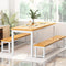 AWQM Dining Room Table Set Kitchen Set Wood 2 Benches A006-11B2 - Beige - Like New