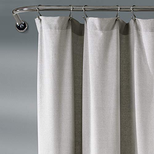 LUSH DECOR LINEN BUTTON SHOWER CURTAIN 72" W X 72" L 54512014 - WHITE/GRAY - Like New