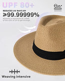 FURTALK Womens Mens Wide Brim Straw Panama Hat Fedora Summer Beach Sun Hats - Brand New