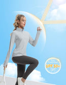 FKEEP Women Long Sleeve Quick Dry Athletic Shirt UPF 50+ Top Thumbholes - Gray - Brand New