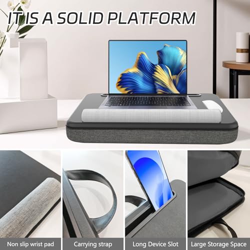 GLIROPS LAP DESK, Lap Desk, portable laptop desk (Fits 15.6 inches) - BLACK/GRAY - Like New