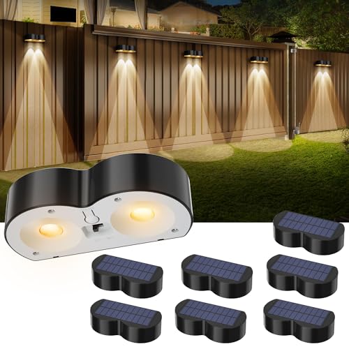 Upgraded Solar Fence Lights Outdoor 8 Pack with Spot Lensed Bright Fence Lights - Like New