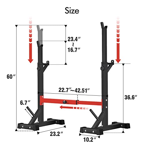 BANGTONG&LI SQUAT RACK STAND ADJUSTABLE WEIGHT RACK 550LBS - RED - Like New