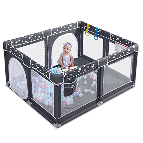 ANGELBLISS Baby Playpen Large Play Yard 50"×50" 50-HEI - Dark Grey - Like New