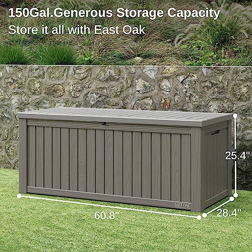 EAST OAK OUTDOOR STORAGE BOX 150 GALLON DECK BOX WR CODE DB23003-GRAY - GRAY - Like New