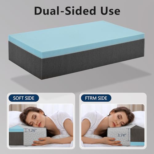 COLDHUNTER CUBE PILLOW PRO SIDE SLEEPERS MEMORY FOAM SOFT 24"X12"X5" - GRAY - Like New