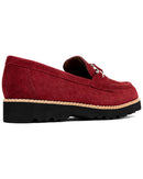 DONALD PLINER CLIO LEATHER LOAFER - SIZE: WOMEN 8 - CRANBERRY - Like New