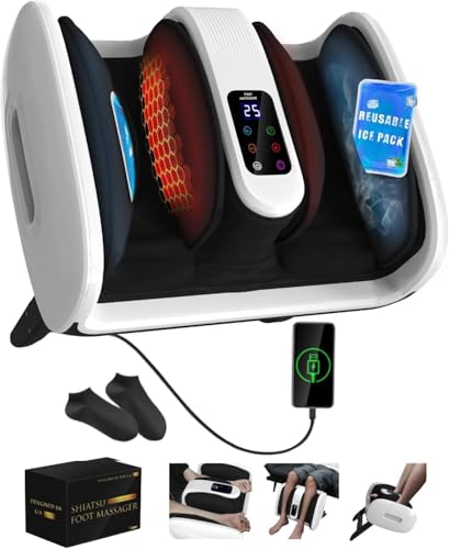 SUMELL FOOT MASSAGER WITH HEAT & ICE THERAPY SHIATSU FOOT MUFFS - WHITE - Like New