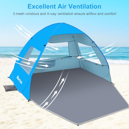 Gorich Easy Pop Up Beach Tent for 3-4 Person UPF 50+ UV Protection Umbrella - Brand New