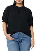 Amazon Essentials Women's Fluid Twill Short Puff Sleeve Ruffle Smocked Shirt - Like New