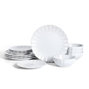 Earth & Clay Phoenix 12Pcs Stoneware Dinnerware Set and Bowls, 4, White - Brand New