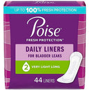 POISE DAILY INCONTINENCE PANTY LINERS, VERY LIGHT ABSORBENCY, LONG, 44 COUNT - Brand New