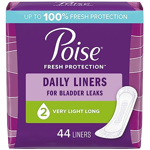 POISE DAILY INCONTINENCE PANTY LINERS, VERY LIGHT ABSORBENCY, LONG, 44 COUNT - Brand New