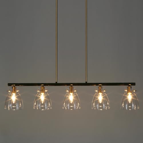 GEPOW 38” KITCHEN ISLAND LIGHTING LIGHTING, BLACK AND GOLD LINEAR CHANDELIER - Like New