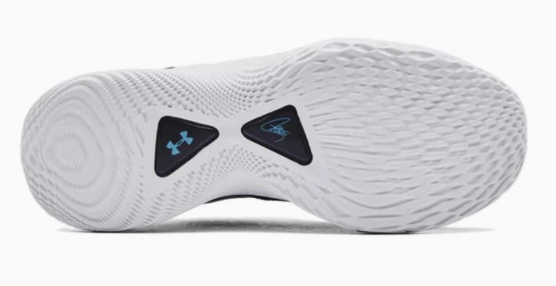 3025631 Under Team Curry 9 Basketball Shoe Unisex White/Navy M8.5 W10 - Like New