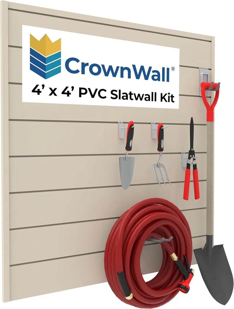 SLATWALL CUSTOMIZABLE SLATWALL STORAGE PANELS - 4FT X 4FT - BEIGE - Like New