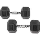 FITVIDS SPORZON! HEX DUMBBELLS RUBBER COATED WEIGHTS 2-PIECE - BLACK - Brand New