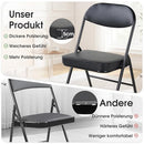 VILLESTON FOLDING CHAIR WITH PADDED 4 SEATER BLACK - BLACK - Brand New