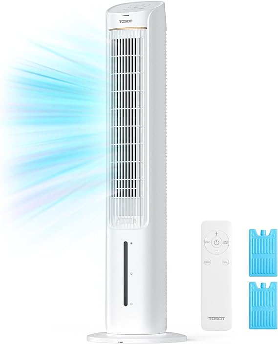 TOSOT Tower Fan Oscillating 80° Cooling Fan with 2 Ice Packs - Scratch & Dent