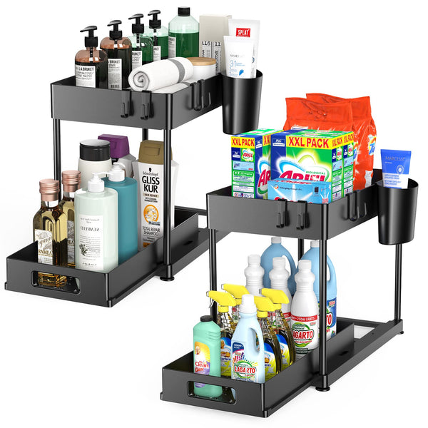 KJFEOIYE UNDER SINK ORGANIZERS STORAGE 2 PACK LARGE CAPACITY - Scratch & Dent