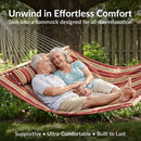 SUNNYDAZE 11-3/4 FT. QUILTED DOUBLE FABRIC 2-PERSON HAMMOCK - RED STRIPE - Like New