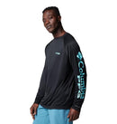 COLUMBIA MENS PFG TERMINAL TACKLE LONG SLEEVE SHIRT 2XT BLACK/GULF STREAM LOGO - Brand New