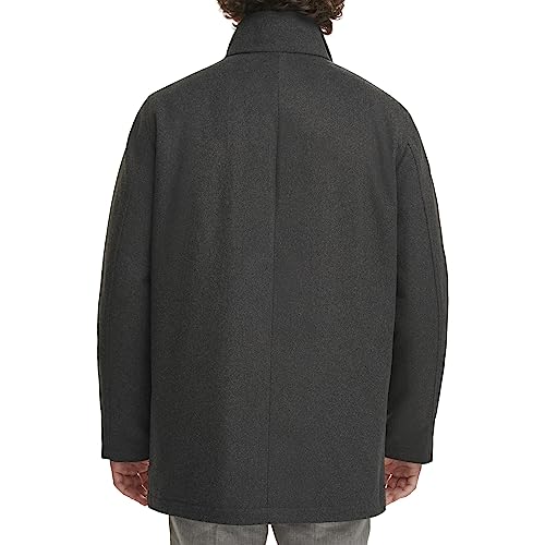 DOCKERS MEN'S WOOL MELTON TWO POCKET FULL LENGTH DUFFLE - SIZE: MEN S - CHARCOAL - Brand New