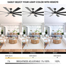 VACZON 72-IN COLOR-CHANGING LED CEILING FAN WITH LIGHT 6 BLADE - BLACK/WALNUT - Like New