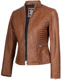 Blingsoul Disc Motorcycle Womens Leather Jackets, Rachel Tan, 3XL - Brand New