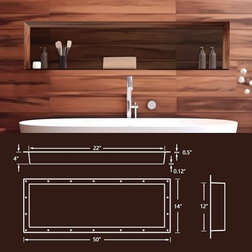 UNI-GREEN LARGE RECTANGLE SHOWER NICHE 14"x50"(INSIDE 12" x 48") - BLACK - Like New